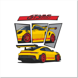 car 911 gt3 rs racing edition detail yellow red Posters and Art